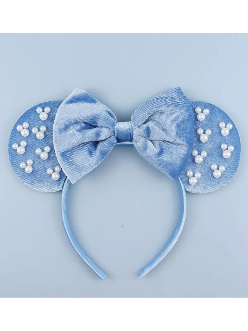 Women Blue Polyester Velvet Mickey Mouse Halloween Costume Headband